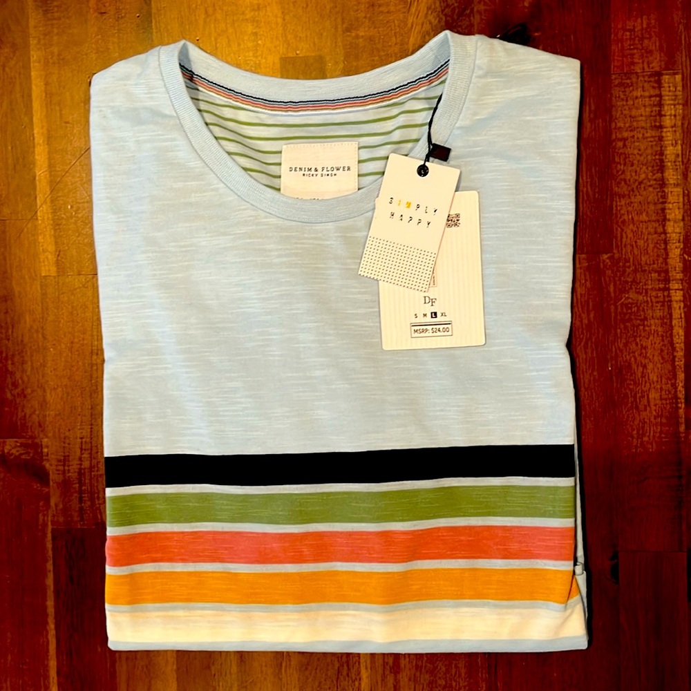 Denim & Flower Light Blue Striped T-Shirt